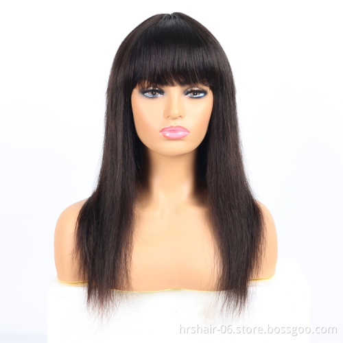 Li&Queen Hot Products Full Machine Straight Wigs Straight Human Hair Wigs With Bangs Brazilian Remy Hair Wigs